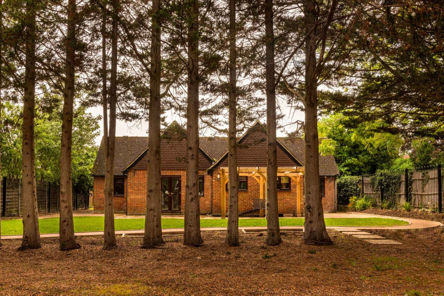 wooden cabin with trees